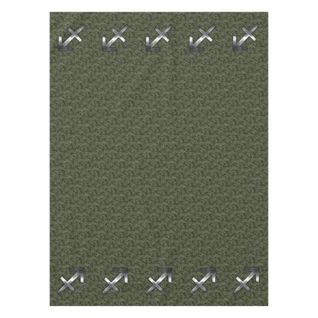 Sagittarius Zodiac Sign on Woodland Camouflage Tablecloth (Front)