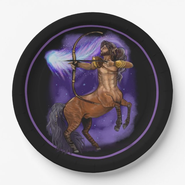 Sagittarius Zodiac Sign Paper Plate (Front)