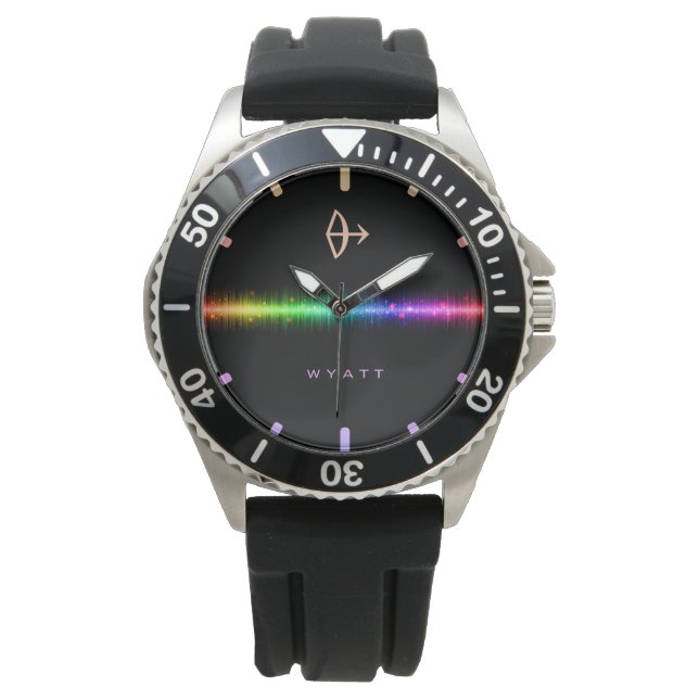 Sagittarius Zodiac Sign Rainbow Pride Flag Line Watch (Front)