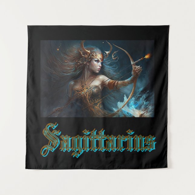 Sagittarius Zodiac Sign Tapestry (Front)