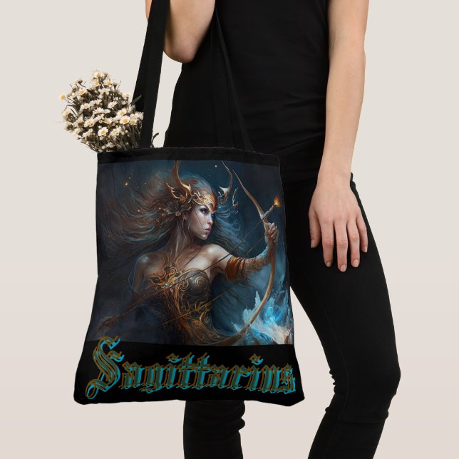 Sagittarius Zodiac Sign Tote Bag (Close Up)