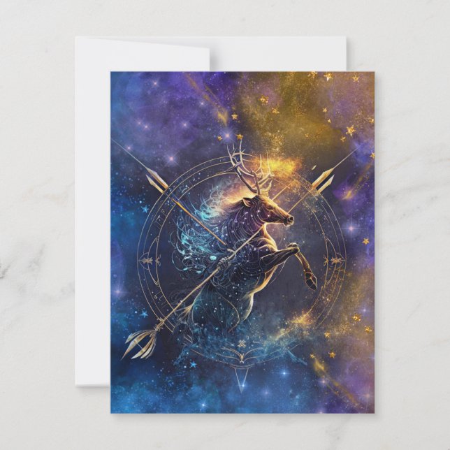 Sagittarius Zodiac Sign Watercolor Design Card (Front)