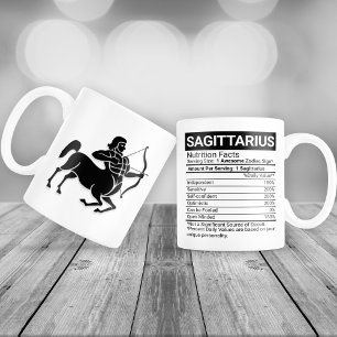 Sagittarius Zodiac Sign with Nutrition Facts, Large Coffee Mug
