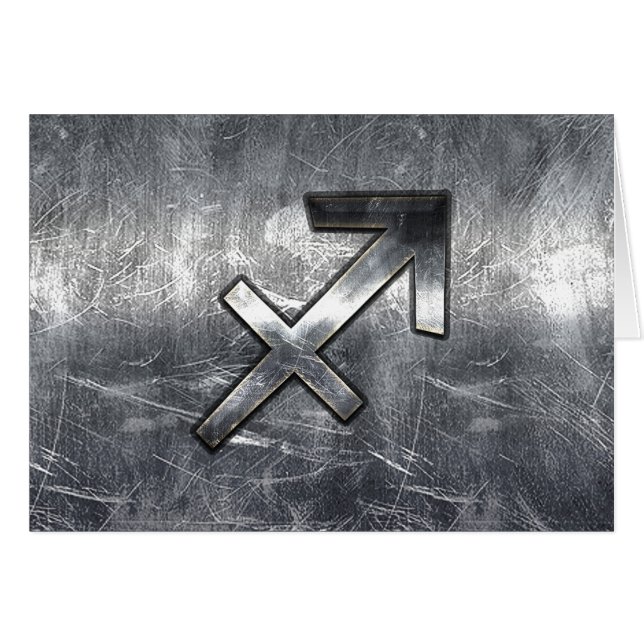 Sagittarius Zodiac Silver Distressed Steel look (Front Horizontal)