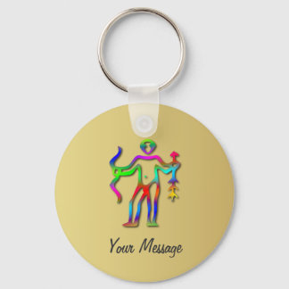 Sagittarius Zodiac Star Sign Rainbow Gold Key Ring
