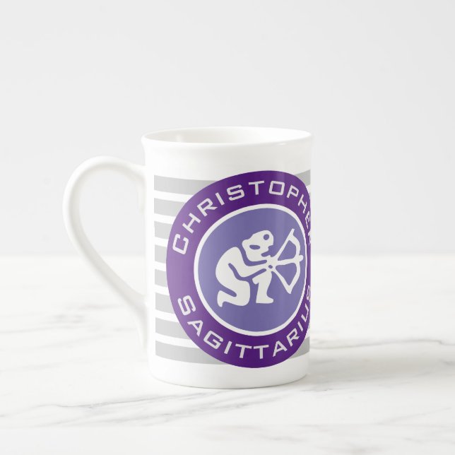 Sagittarius Zodiac Star Sign with Owner's Name Bone China Mug (Left)