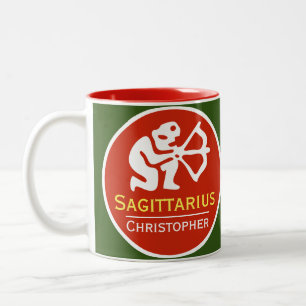 Sagittarius Zodiac Star Sign with Owner's Name Two-Tone Coffee Mug