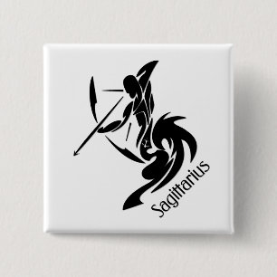 Sagittarius Zodiac Symbol and Sign 15 Cm Square Badge