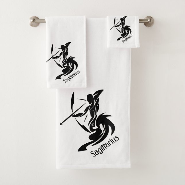 Sagittarius Zodiac Symbol and Sign Bath Towel Set (Insitu)
