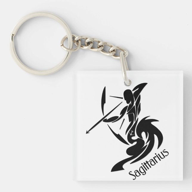Sagittarius Zodiac Symbol and Sign Key Ring (Front)