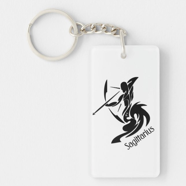 Sagittarius Zodiac Symbol and Sign Key Ring (Front)