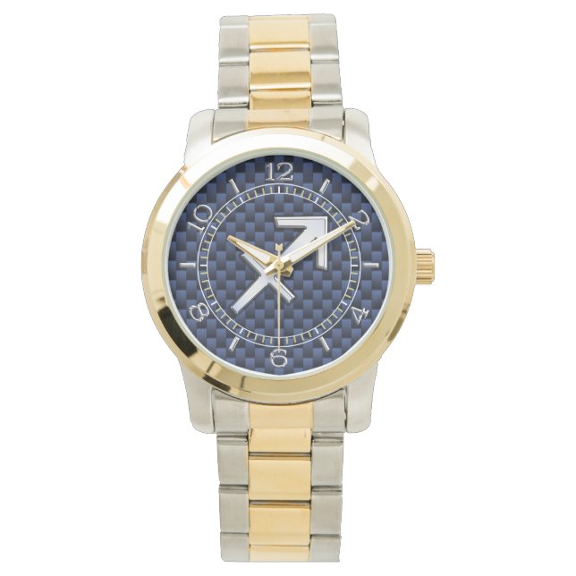 Sagittarius Zodiac Symbol Blue Carbon Dial Print Watch (Front)