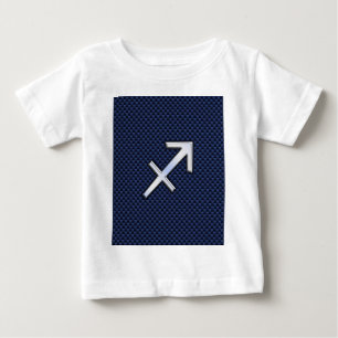 Sagittarius Zodiac Symbol Blue Carbon Fibre Print Baby T-Shirt