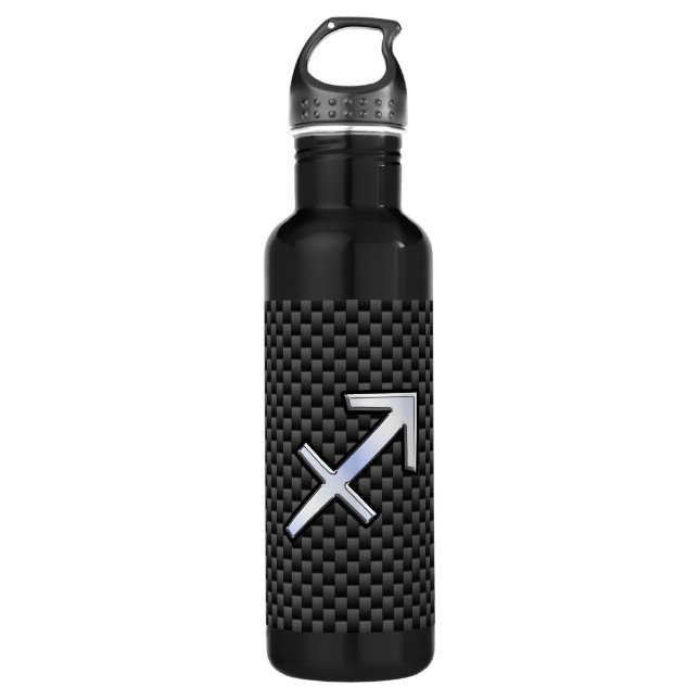 Sagittarius Zodiac Symbol Charcoal Carbon Fibre 710 Ml Water Bottle (Front)