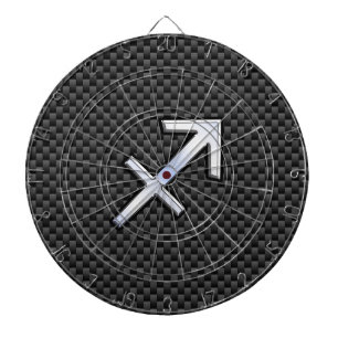 Sagittarius Zodiac Symbol Charcoal Carbon Fibre Dartboard