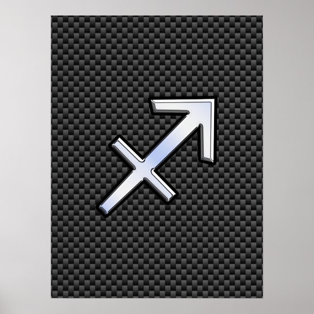 Sagittarius Zodiac Symbol Charcoal Carbon Fibre Poster (Front)
