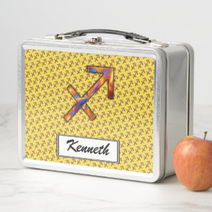 Sagittarius Zodiac Symbol Element by K Yoncich Metal Lunch Box