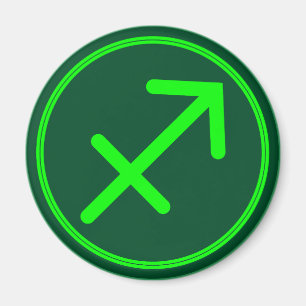 Sagittarius Zodiac Symbol Green Mix Magnet