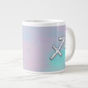 Sagittarius Zodiac Symbol Mother of Pearl Style Large Coffee Mug