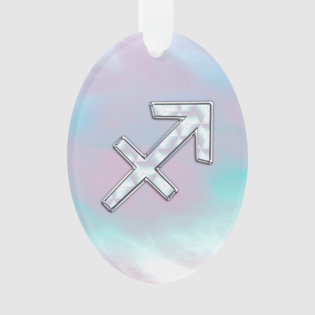 Sagittarius Zodiac Symbol Mother of Pearl Style Ornament (Front)