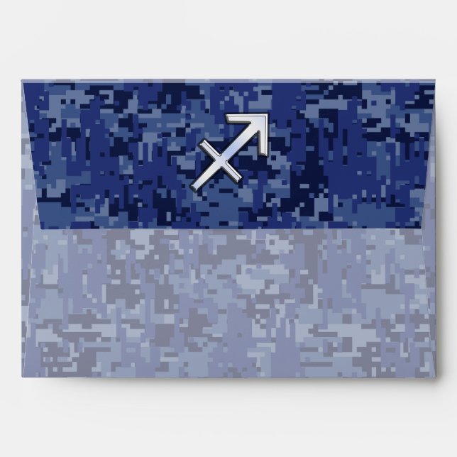 Sagittarius Zodiac Symbol NavyDigital Camouflage Envelopes (Back (Top Flap))
