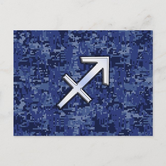 Sagittarius Zodiac Symbol NavyDigital Camouflage Postcard (Front)