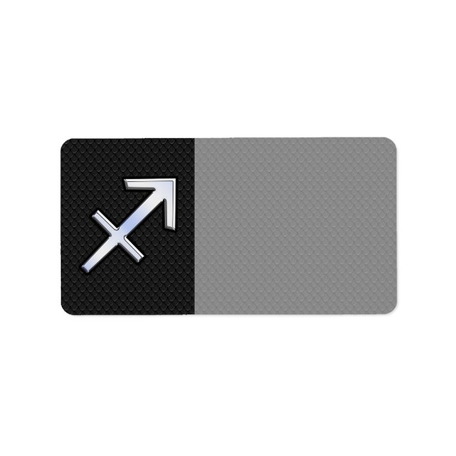 Sagittarius Zodiac Symbol on black snake skin Label (Front)