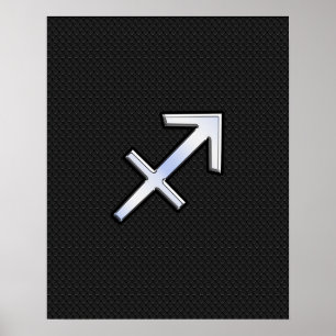 Sagittarius Zodiac Symbol on black snake skin Poster