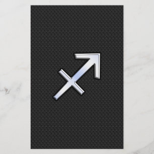 Sagittarius Zodiac Symbol on black snake skin Stationery
