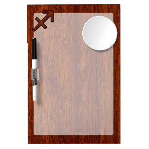 Sagittarius Zodiac Symbol on Mahogany Wood Decor Dry Erase Board With Mirror