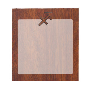 Sagittarius Zodiac Symbol on Mahogany Wood Decor Notepad