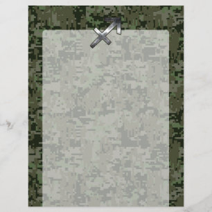 Sagittarius Zodiac Symbol on Woodland Digital Camo