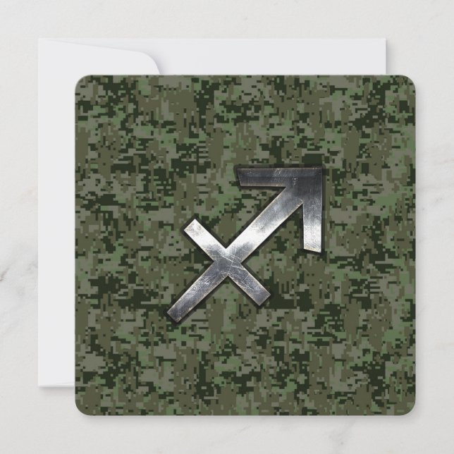 Sagittarius Zodiac Symbol on Woodland Digital Camo (Front)