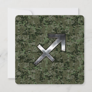 Sagittarius Zodiac Symbol on Woodland Digital Camo