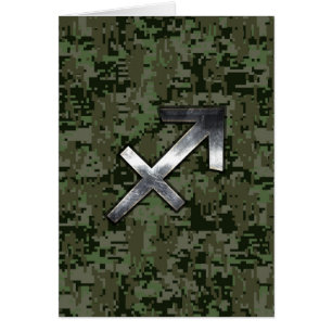 Sagittarius Zodiac Symbol on Woodland Digital Camo