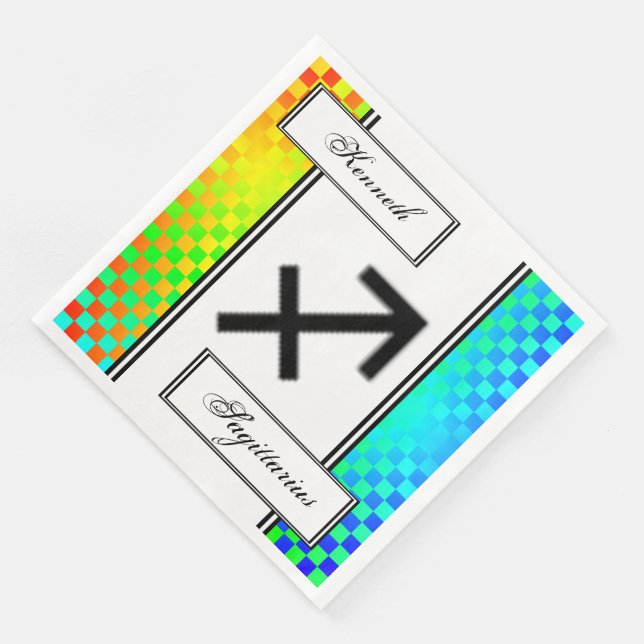 Sagittarius Zodiac Symbol Stnd by Kenneth Yoncich Napkin (Corner)