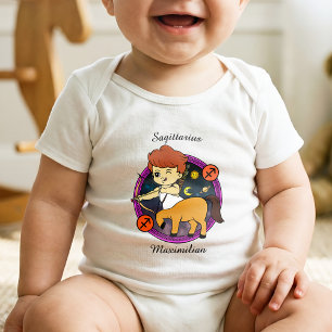 Sagittarius Zodiac Whimsical Astrology Cartoon Baby Bodysuit