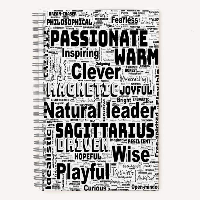 Sagittarius Zodiac Word Cloud Inspiration  Notebook (Front)