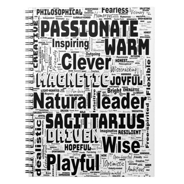 Sagittarius Zodiac Word Cloud Inspiration  Notebook (Front)