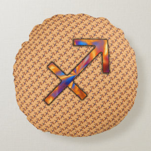 Sagittatius Zodiac Symbol Element by K Yoncich Round Cushion