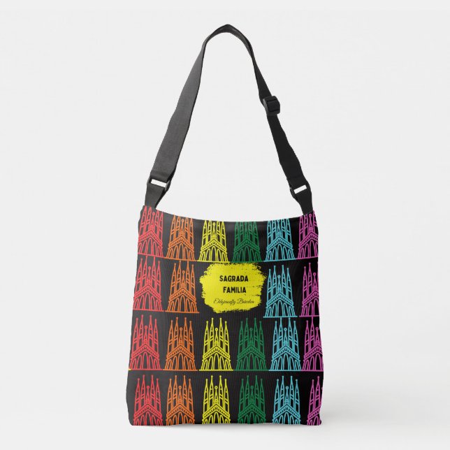 Sagrada Familia 1980´s gaming style print Crossbody Bag (Front)