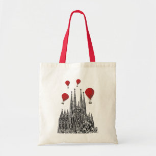 Sagrada Familia and Red Hot Air Balloons 2 Tote Bag