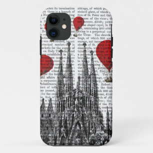 Sagrada Familia and Red Hot Air Balloons iPhone 11 Case