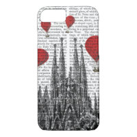 Sagrada Familia and Red Hot Air Balloons