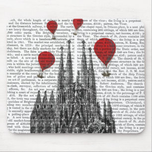 Sagrada Familia and Red Hot Air Balloons Mouse Mat