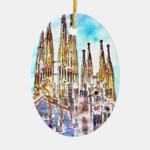 Sagrada Familia Barcelona Ceramic Tree Decoration