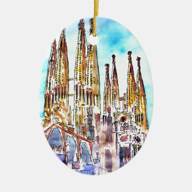 Sagrada Familia Barcelona Ceramic Tree Decoration (Front)