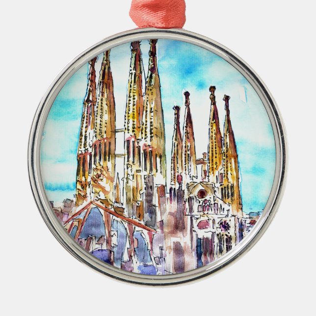 Sagrada Familia Barcelona Metal Tree Decoration (Front)