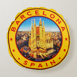 Sagrada Familia Barcelona Round Cushion