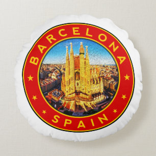 Sagrada Familia Barcelona Round Cushion